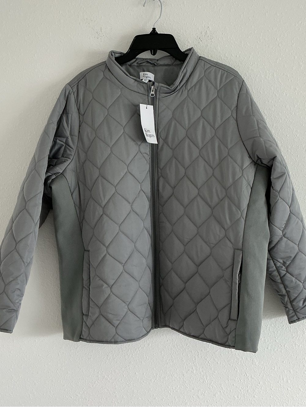 Kim Rogers Men's Quilted Light Gray Zip Jacket